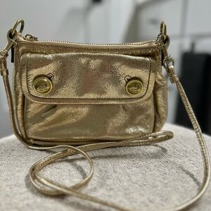 Vintage Coach Metallic Gold Crossbody Bag
